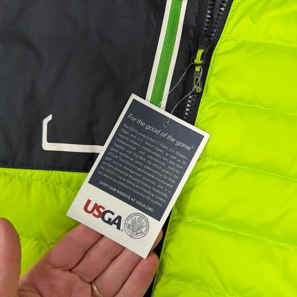 Sunice Vest Men L Black Neon Green Down Puffer US Open 2015 Golf Superlite FX - Picture 4 of 11
